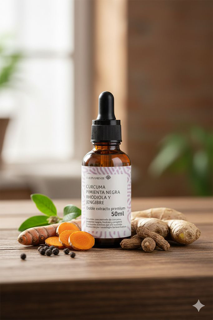 Cúrcuma + Pimienta + Rhodiola + Jengibre